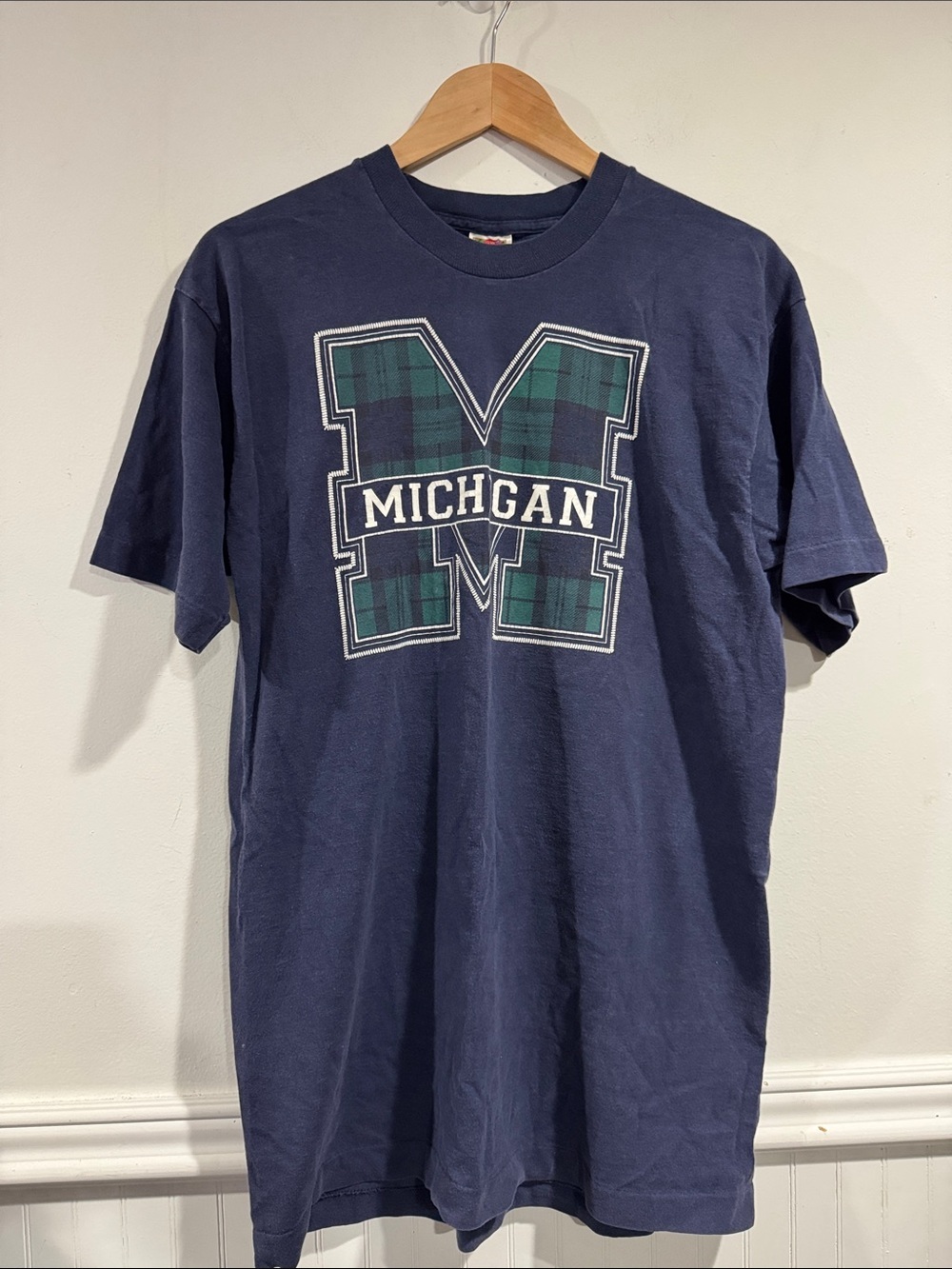 Michigan Graphic Navy Blue Men's T-Shirt vintage single stitch